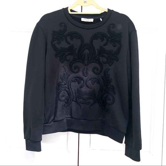 Sandro Black Embroidered Patterned Sweater - Picture 6 of 8
